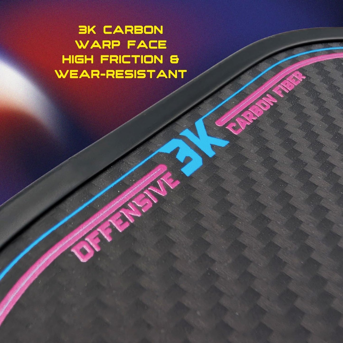 Paddle Royal SHERBET 3K Carbon Fiber Pickleball Paddle, Offensive Racket with Honeycomb Core, T700 Teflon Face, TPU Edge Protection, Comfort Grip