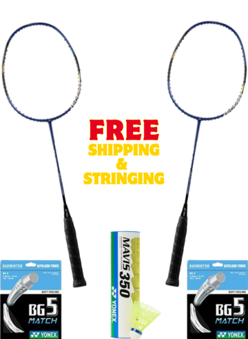 YONEX BUNDLE SET (x2 ARCSABER 1 + x1 Tube MAVIS 350 + x2 BG5 String + 2 GRIPS)