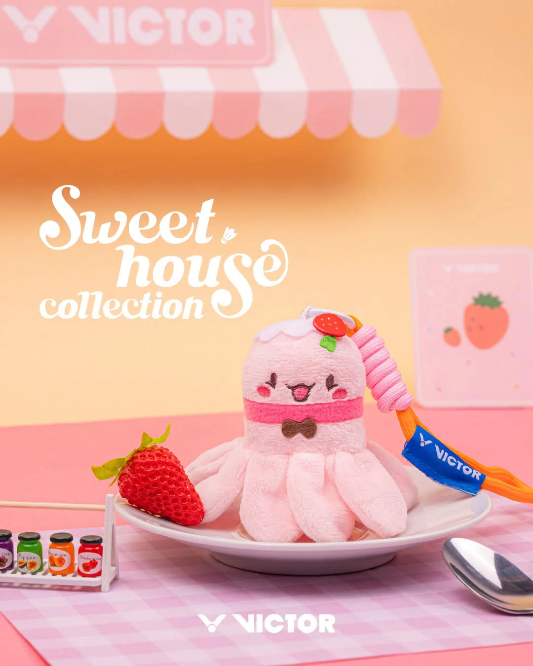 Victor Sweet House Collection Sweet Smash Bag Charm (Strawberry Daifuku)