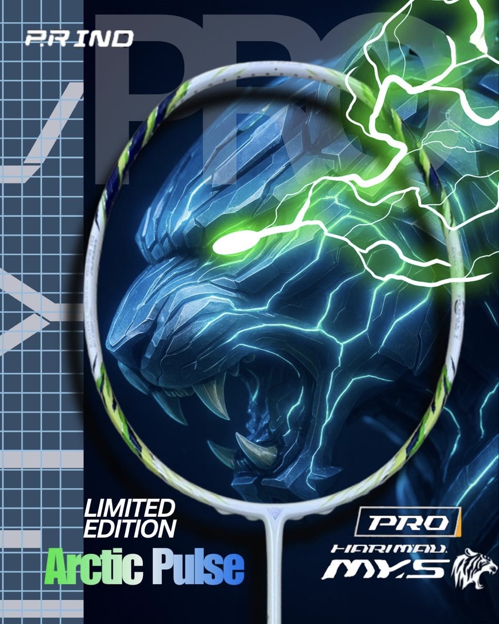 Harimau Pro Racket P.R IND HARIMAU PRO (ARCTIC PULSE) – BadmintonGallery