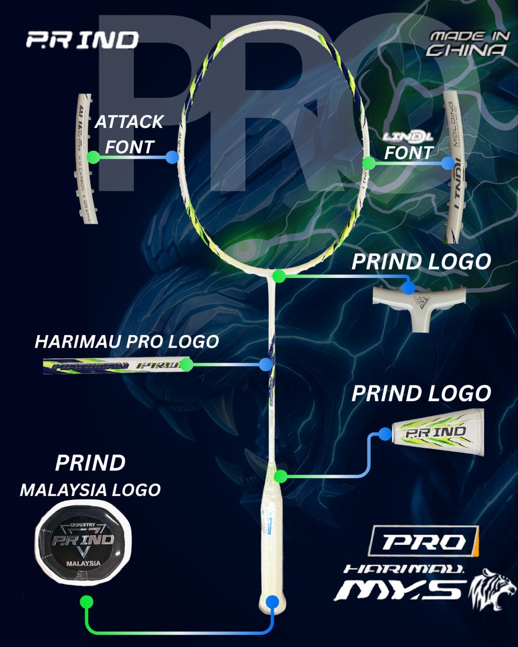 Harimau Pro Racket P.R IND HARIMAU PRO (ARCTIC PULSE) – BadmintonGallery